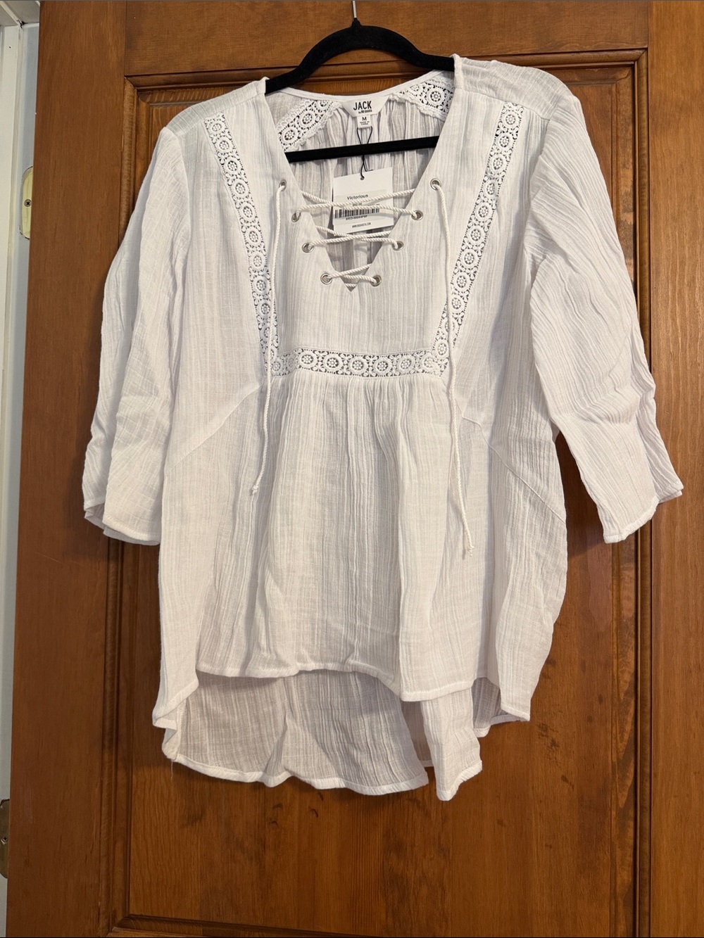 Jack by BB Dakota White Lace-Up Boho Tunic
